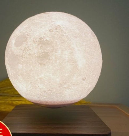 Magnetic Levitation 3D Moon Lamp – Floating Night Light with Wooden Base
