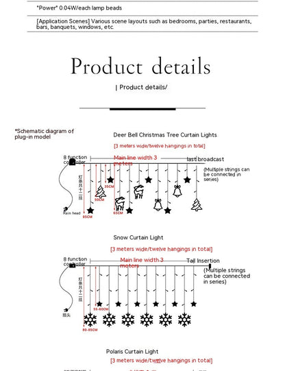 Weihnachts-Kombinations-Vorhanglampe, Zimmer-/Schlafzimmerbeleuchtungskette