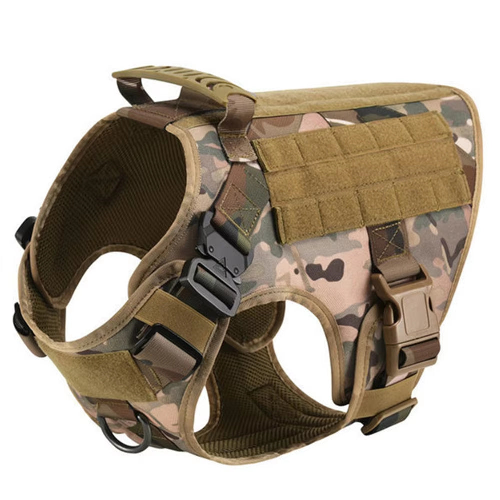 Tactical Dog Harness & Leash Set – 1000D Nylon Camouflage Training Vest
