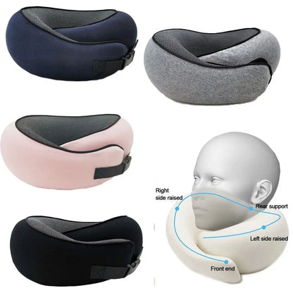 Adjustable Memory Foam Travel Neck Pillow – Full Neck Support for Better Sleep