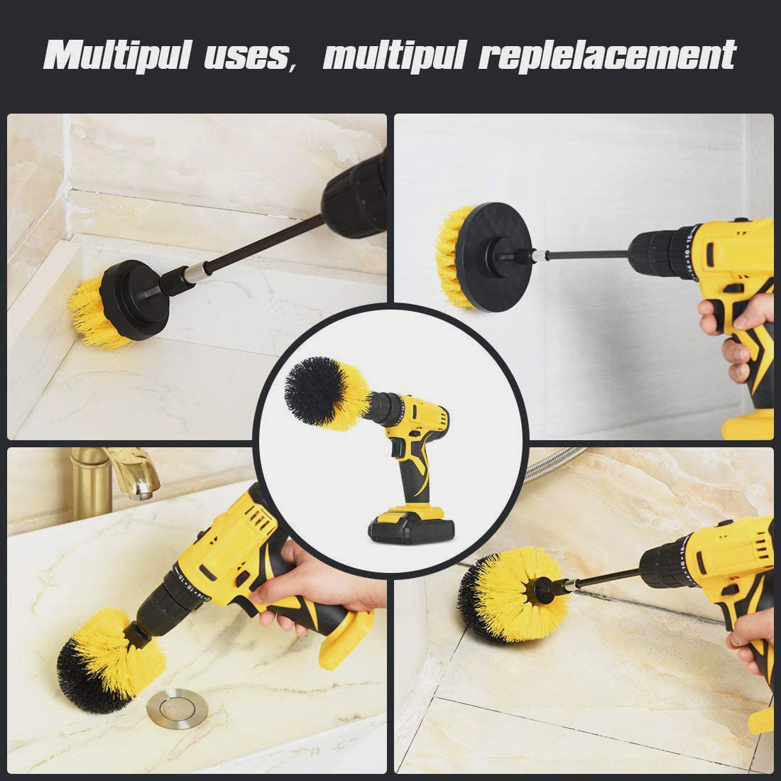 7-Piece Electric Drill Cleaning Brush Set – Multi-Purpose Scrubbing Heads
