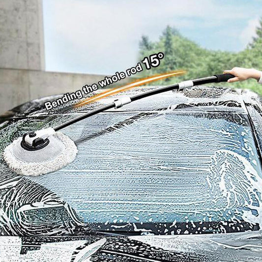 Chenille Telescopic Car Wash Mop – Flexible 90° Rotating Brush with Optional Replacement Head