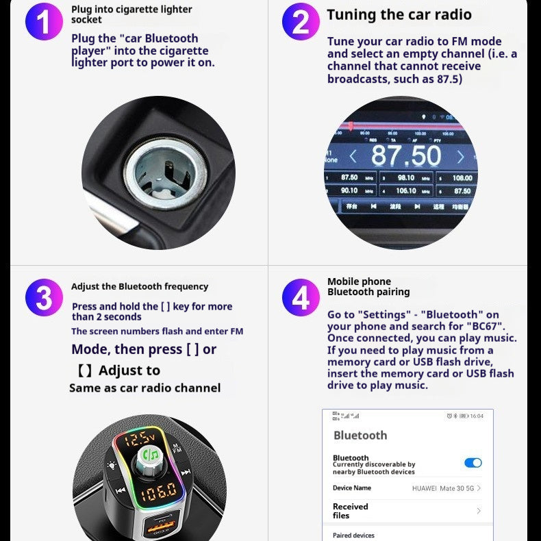 Dual Screen MP3 Car Bluetooth Receiver with Dual Display